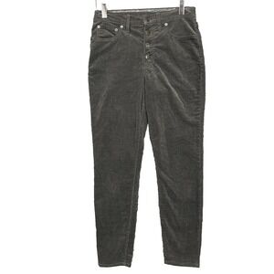 J Crew Jeans Womens 28 Grey‎ Corduroy 9" High Rise Skinny Button Fly Stretch